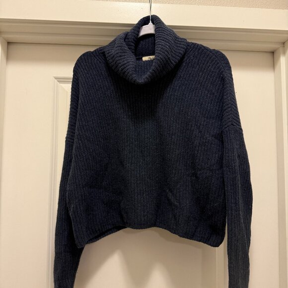 Madewell Navy (Re)sourced Cashmere Crop Turtleneck Sweater - Picture 6 of 7